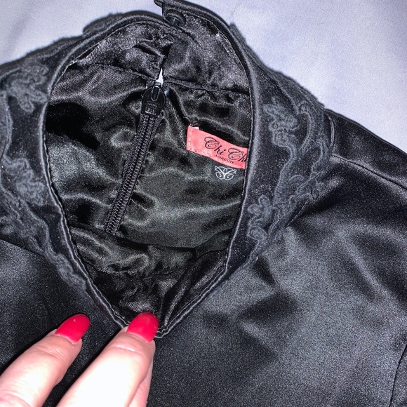 ChiChi London black satin tea dress  XS - Picture 4 of 4